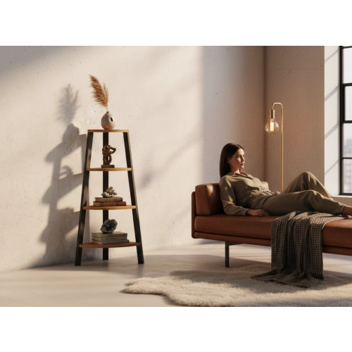 REGAŁ NA KSIĄŻKI METALOWE DREWNO LITE DĄB JESION OLCHA RNK-129